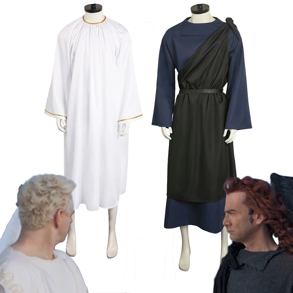 

Devil Crowley Cosplay Robe Shawl Outfits TV Good Omens Angel Aziraphale Costume Disguise Adult Men Roleplay Fantasia Suits