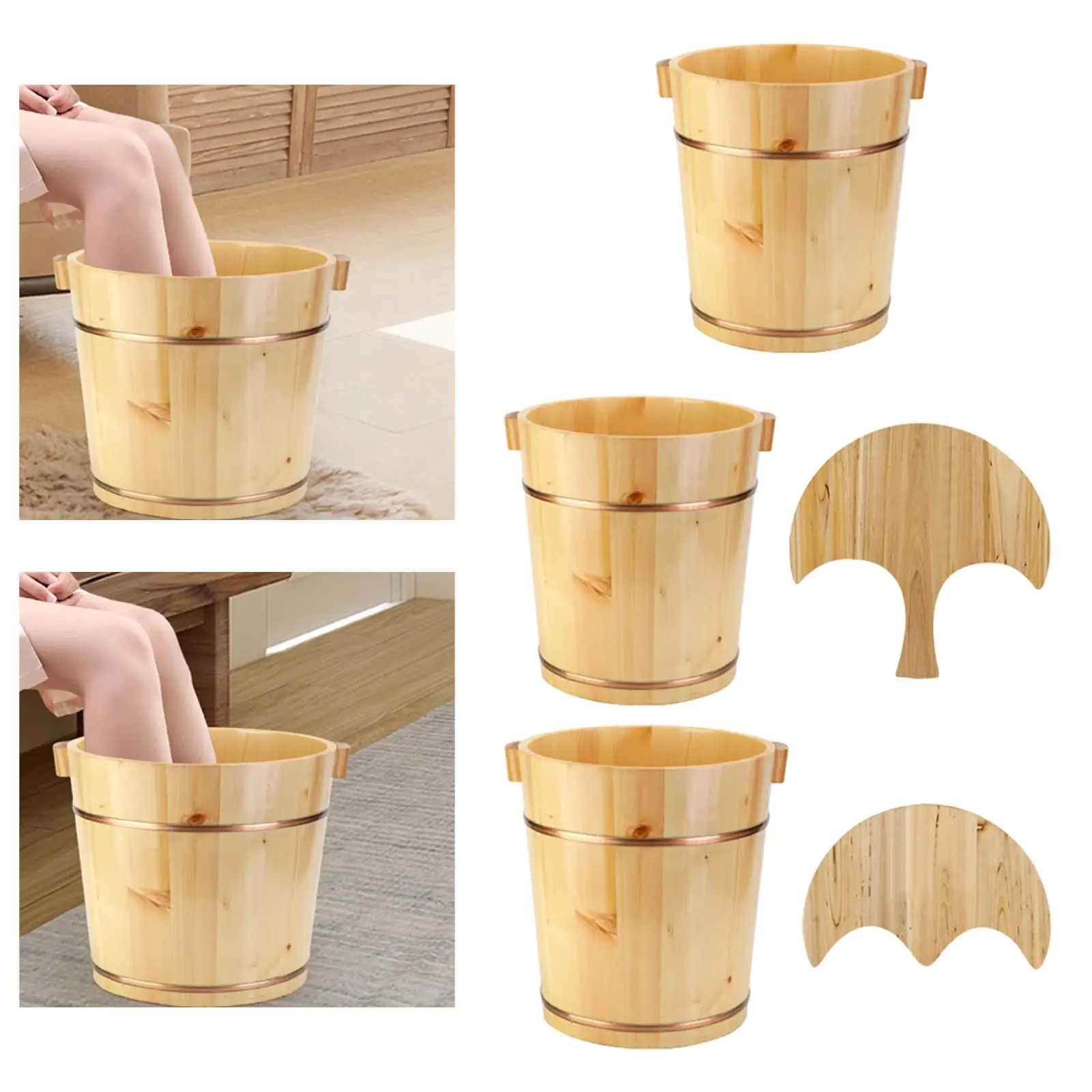 Foot Soak Tub Foot Bath Thicken Reusable Comfortable Pedicure Handmade Footbathing Foot Bath Basin Wood Foot Tub Footbath Bucket