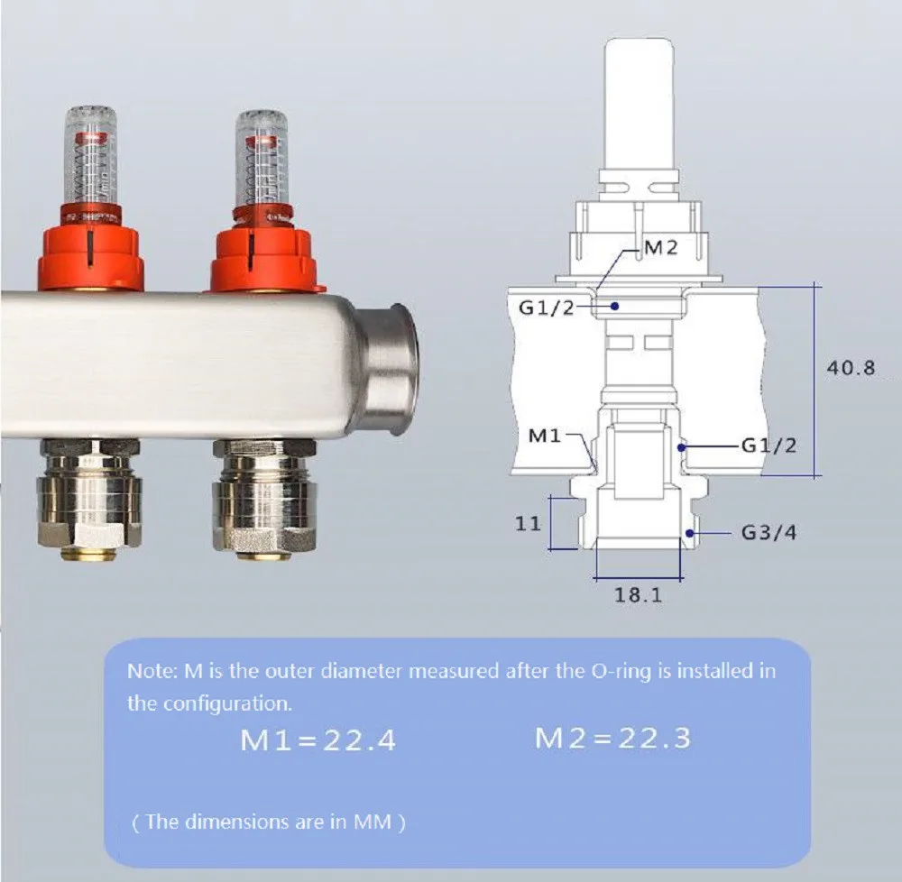 DN25 Underfloor Heating Manifold Flow Meter For Water Underfloor Heating Manifold Flow Meter/Regulator Meter