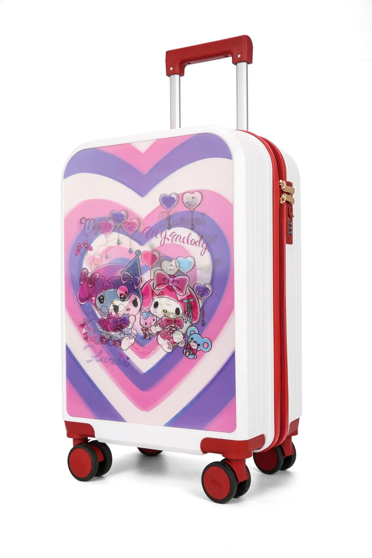 Nieuwe Sanrio Hello Kitty Kuromi 3d Kinderbagage Met Grote Capaciteit Universele Wielkoffer Cartoon Gradiënt Bagage Cadeau  26