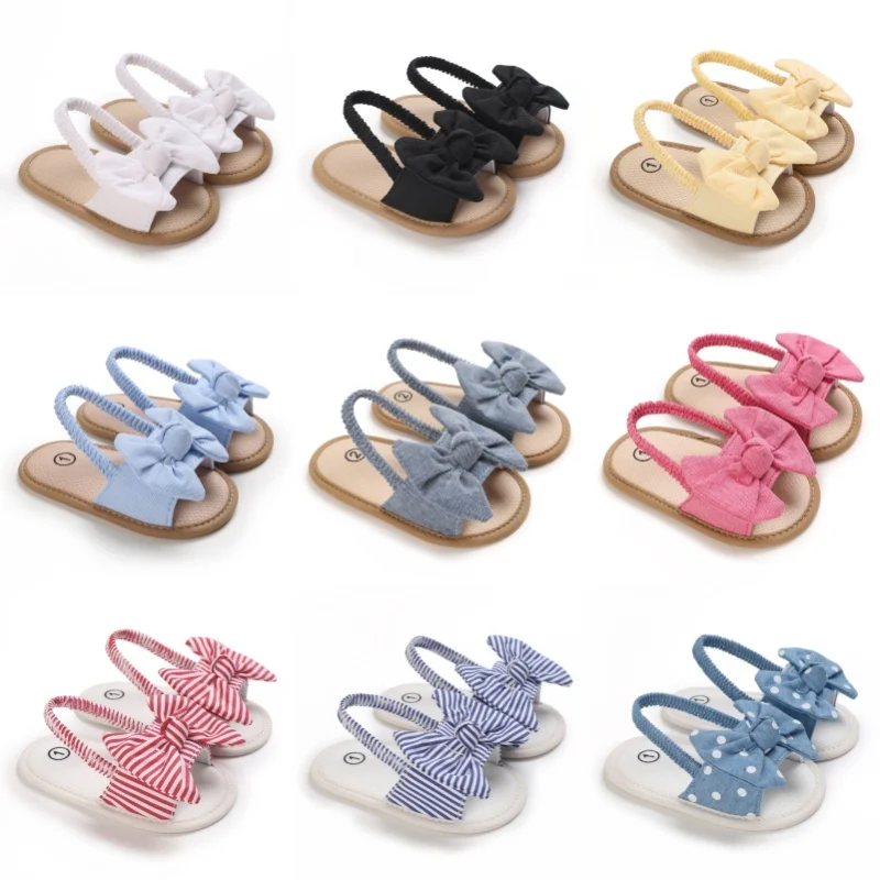 Summer casual sandals fashionable and minimalist baby girls' shoes bow shaped soft soles lightweight walking shoes 1