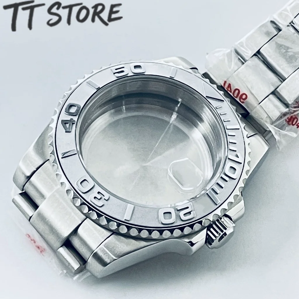 Silver 40mm Watch with Ceramic Bezel and Sapphire Case