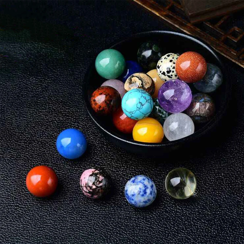 1-20Pcs 직경 20mm 노란색 녹색 빨간색 돌 공 천연 보라색 핑크 화이트 크리스탈 공 공예 홈 인테리어 DIY 장식 선물