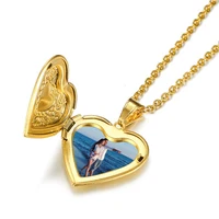 Romantic Heart Locket Pendants Female Gold Silver Color Stainless Steel Memorial Necklace For Women Jewelry Valentine Gift 2