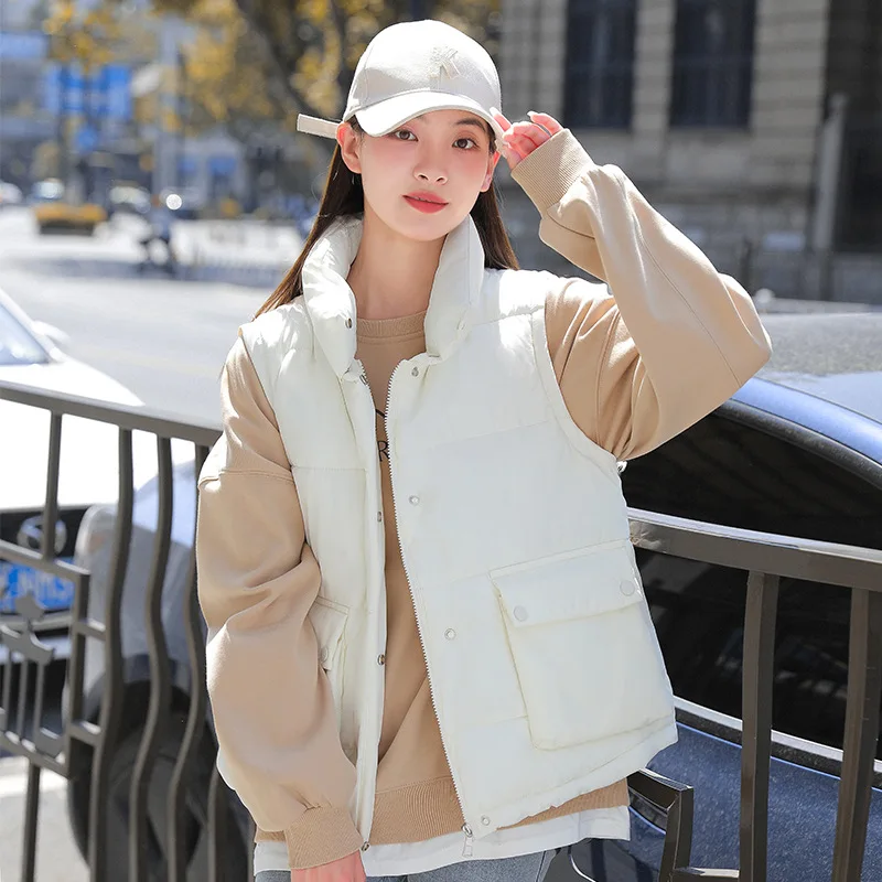 

PinkyIsBlack 2023 Winter Cotton Down Vest Jacket Women Loose Bodywarm Causal Cotton Padded Sleeveless Female Winter Waistcoat