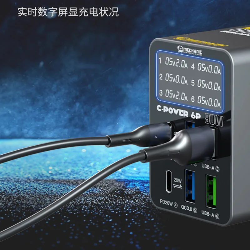 Caricatore USB Da Tavolo Con Display Digitale – Doppia Porta PD QC3.0 63W – Ricarica Rapida Intelligente