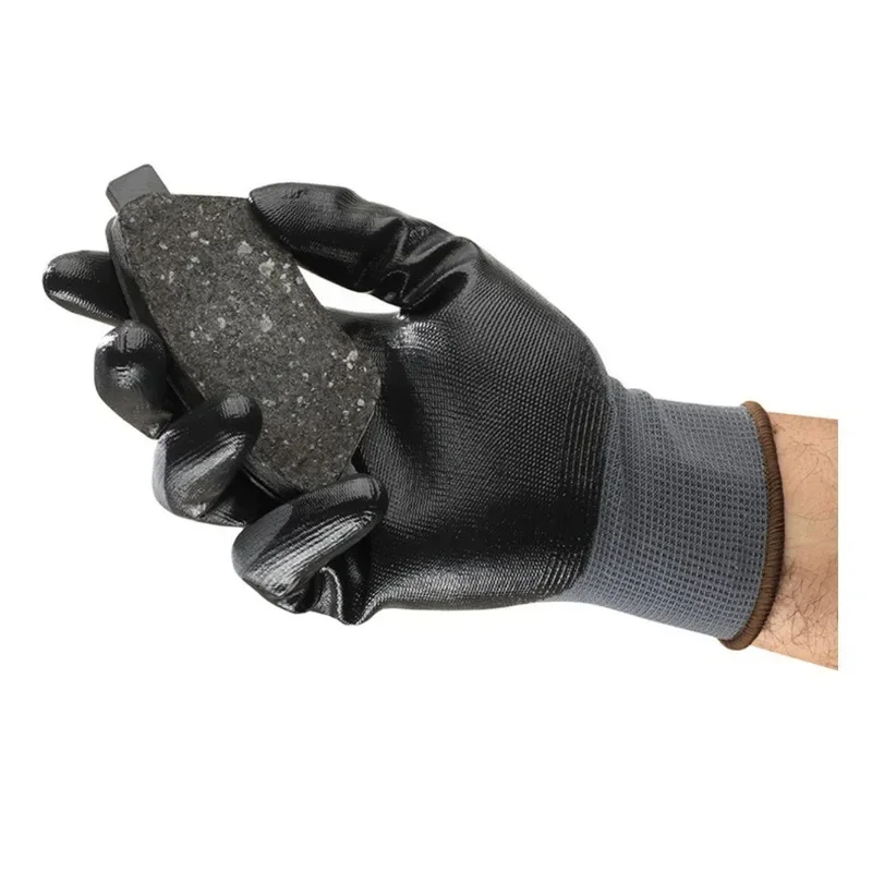 1Pairs Industrial Protective Work Safety Gloves Black Pu Nylon Cotton Glove with Brand All Sizes 2