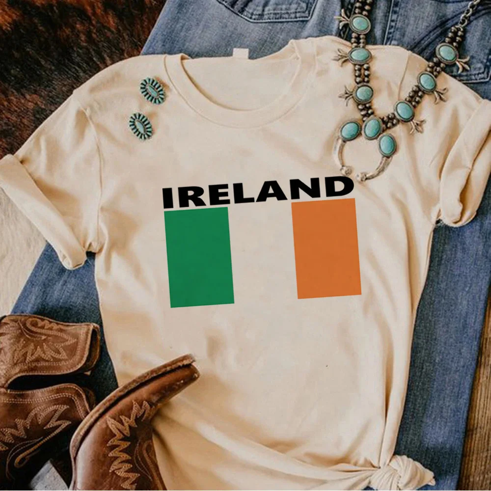 

Ireland t shirt women graphic designer comic Tee female harajuku clothing
