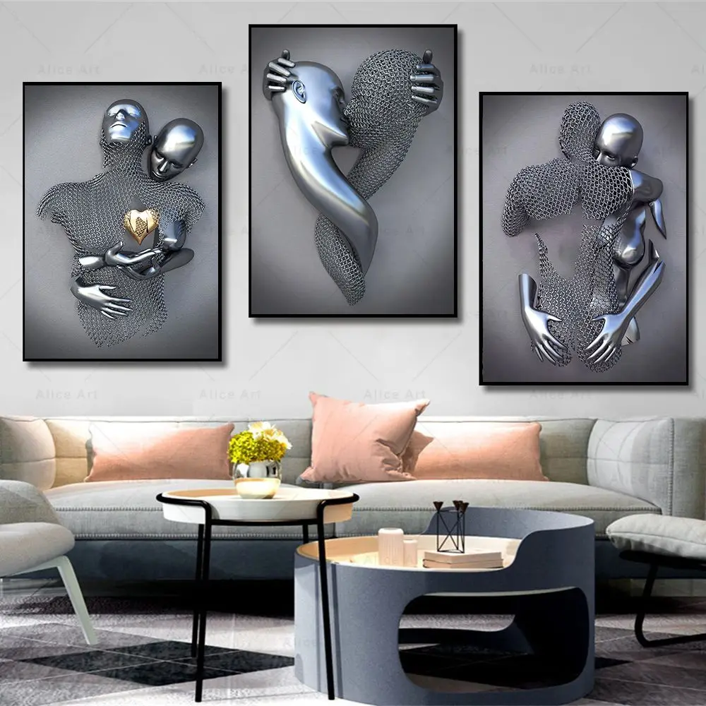 

Metal Figure Statue Art Canvas Painting Romantic Abstract Posters Sexy Prints Wall Pictures Modern Living Room Home Decor Gift