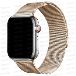 Sleek Milanese Loop Metal Watch Strap Bracelet for 42 44 45 S10-46 49mm (Vintage Gold)