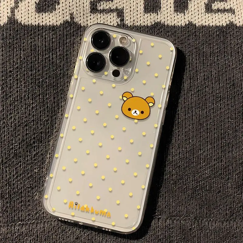 Transparent Cartoon Polka Dot R-Rilakkuma Shockproof Silicone Case