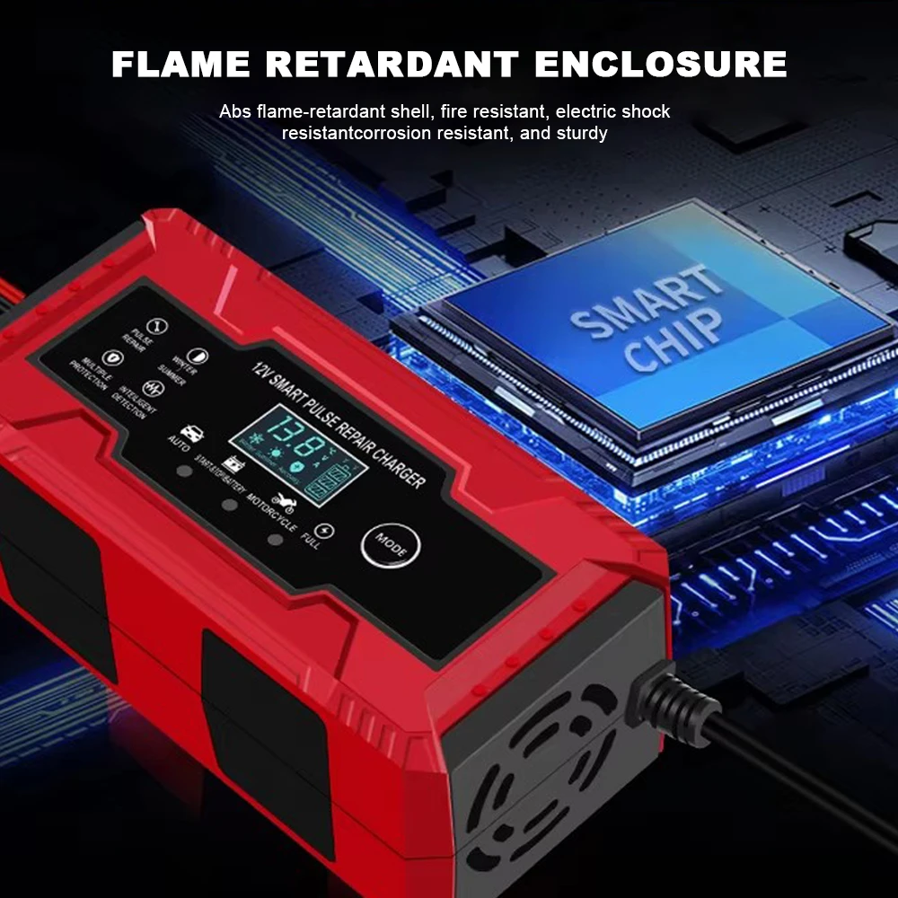 12V 15V10A Car Battery Charger Electric Motorcycle Charger Lifepo4 lead-acid AGM GEL PB intelligent Lithium Battery Repairer