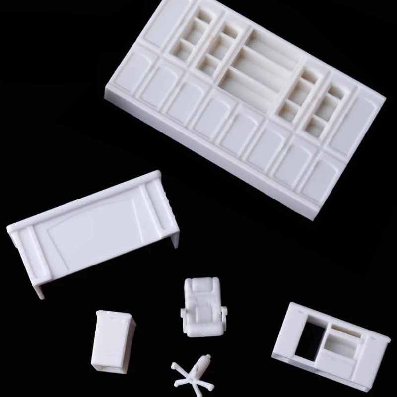 1/50 1/75 Model Table Chair Miniature Cupboard Cabinet Bookshelf Office Desk Dollhouse Furniture Doll House Interior Decoration