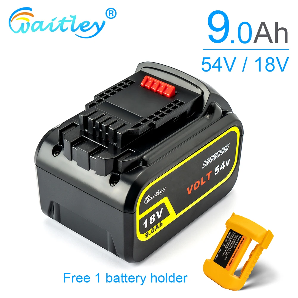 Waitley 18V 54V 9.0Ah DCB606 запасная литий-ионная батарея для DeWalt MAX XR 20V/60Vpower tool 6000mAh литиевые