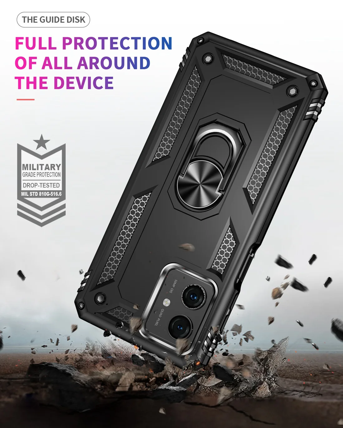 5G Shockproof Heavy Duty Case with Magnetic Kickstand and Metal Ring for Motorola Moto G Series