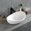 Oval Vessel  Stone Resin Bathroom Sink Modern Art Sink Matte White with Pop Up Drain (Glossy White) 4