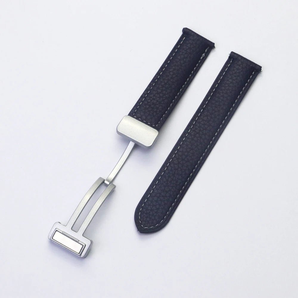 Premium Leather Strap with Magnetic Buckle - 20mm/22mm Adjustable Band