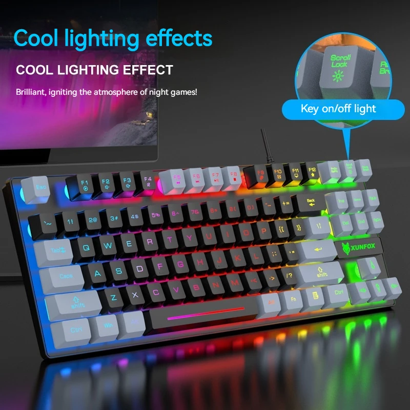 

Клавиатура игровая Механическая Проводная с Rgb-подсветкой, 87 клавиш