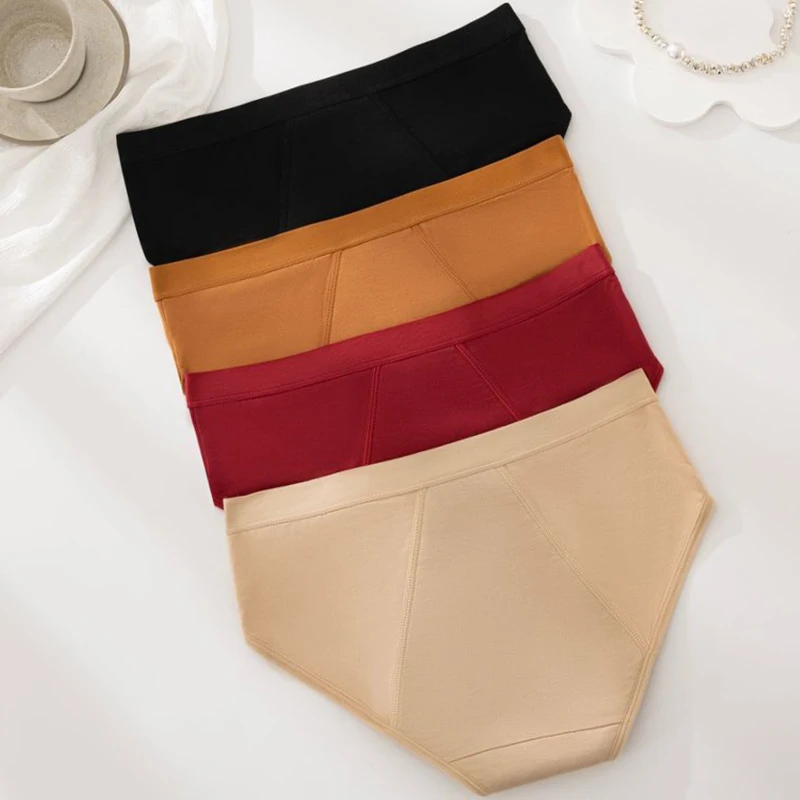 1pcs Girl Physiological Briefs Womens Menstrual Panties Ladies Plus Size Period Leak Proof Panty Solid Color Mid Waist Underwear 4