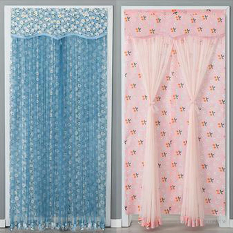 Summer Anti-Mosquito and Insect-proof Lace Partition Curtain Anti-fly Curtain Kitchen and Bedroom Decorative Door Curtain, 1PC