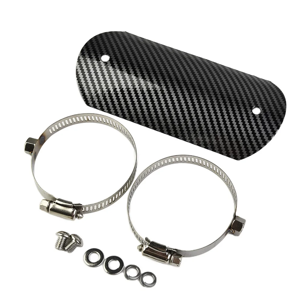 

Protector Exhaust Heat Shield Replacement Stainless Steel Universal Carbon Style Look Guard Middle Pipe Motorcycle New