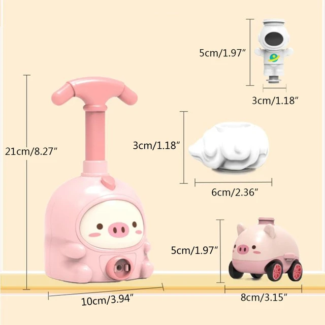 Funny Balloons Powered Car Piggy/Bee/Dinosaur Cartoon Inflator Aerodynamic Vehicle w/ Pump Launch Kids Educational Toy 6