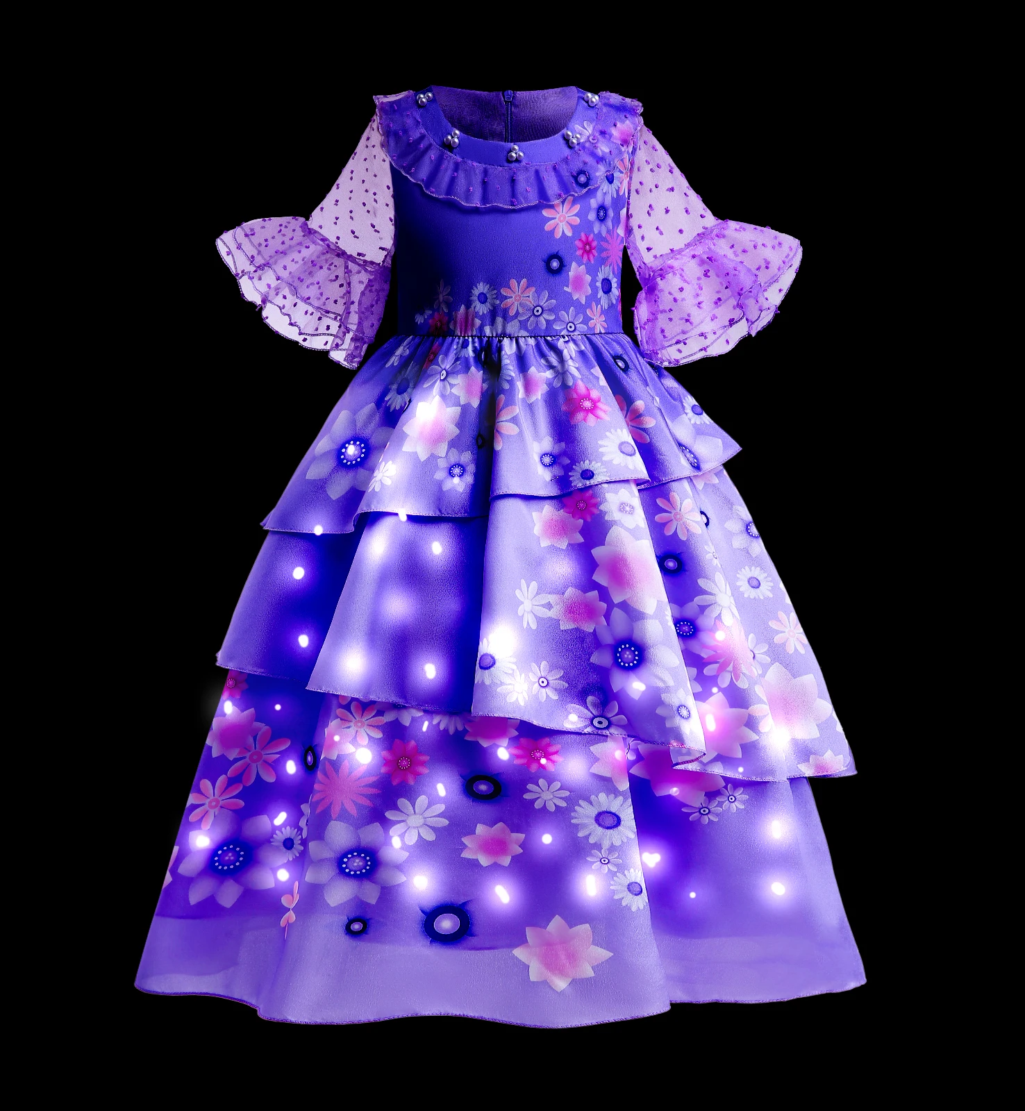 thumbnail image 1 of Frozen LED Light up Elsa Anna Costume Girls Rapunzel Snow White Cosplay Party Cinderella Belle Aurora Dress Kids Halloween Frock, 1 of 5