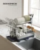 SONGMICS Dish Drying Rack - 2 Tier Dish Rack for Kitchen Counter with Rotatable and Extendable Drain Spout 2