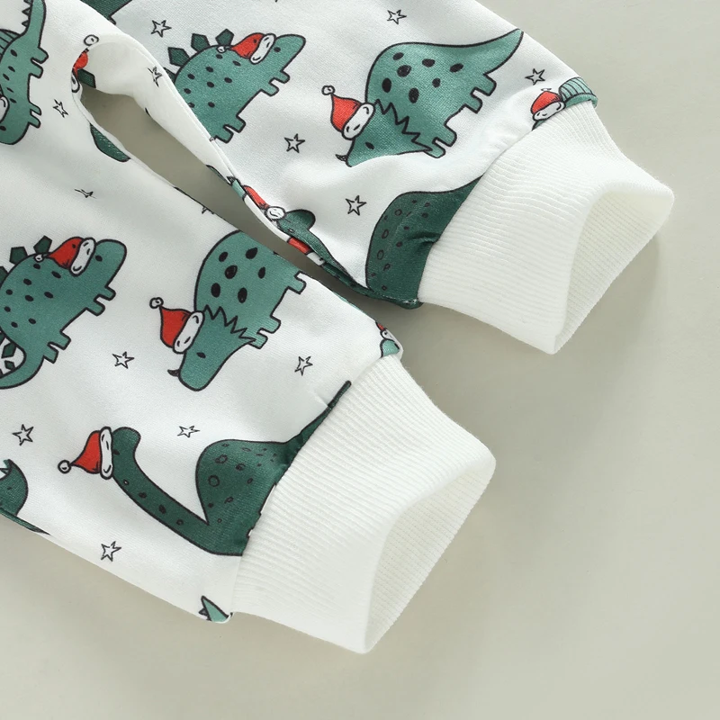 -10-10 Lioraitiin 0-3Years Toddler Baby Boy Girl 2Pcs Autumn Clothing Set Long Sleeve Animal Dinosaur Printed Top Long Pants