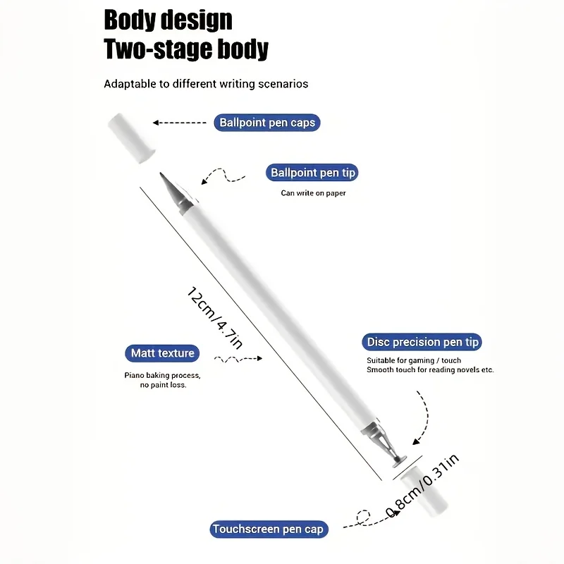 2 In 1 Stylus Pen For Cellphone Tablet Capacitive Touch Pencil For iPhone Samsung Android Universal Screen Pen Ball Point stylus pen,touch screen stylus