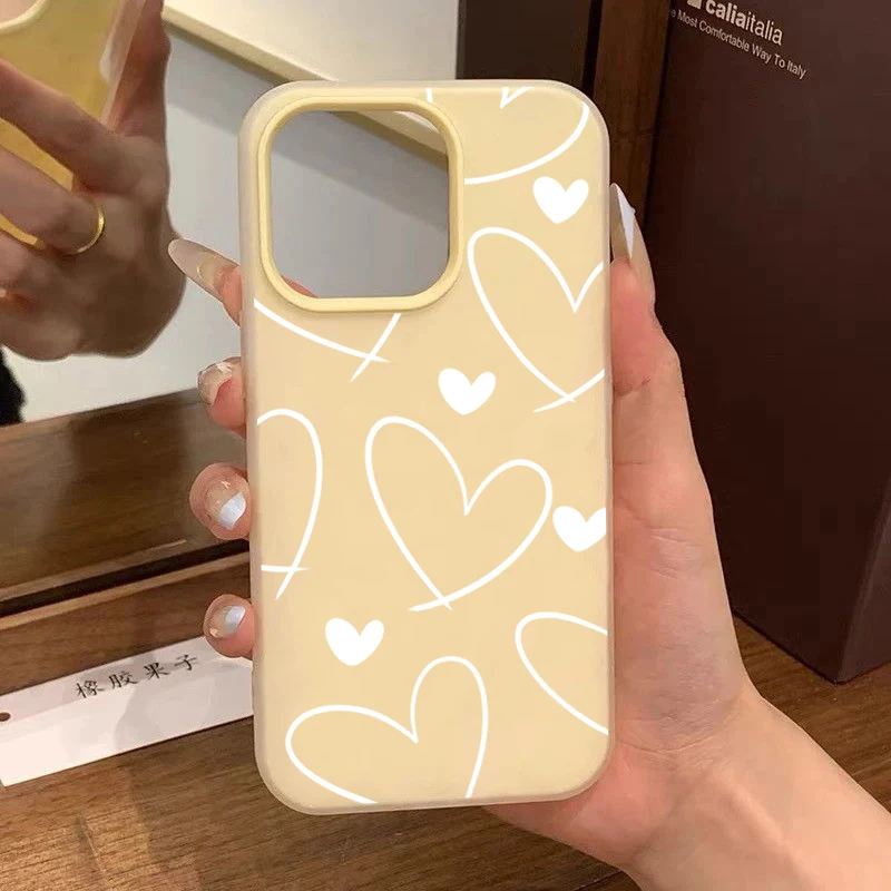 Elegant White Love Heart Phone Case with 2-in-1 Matte Finish