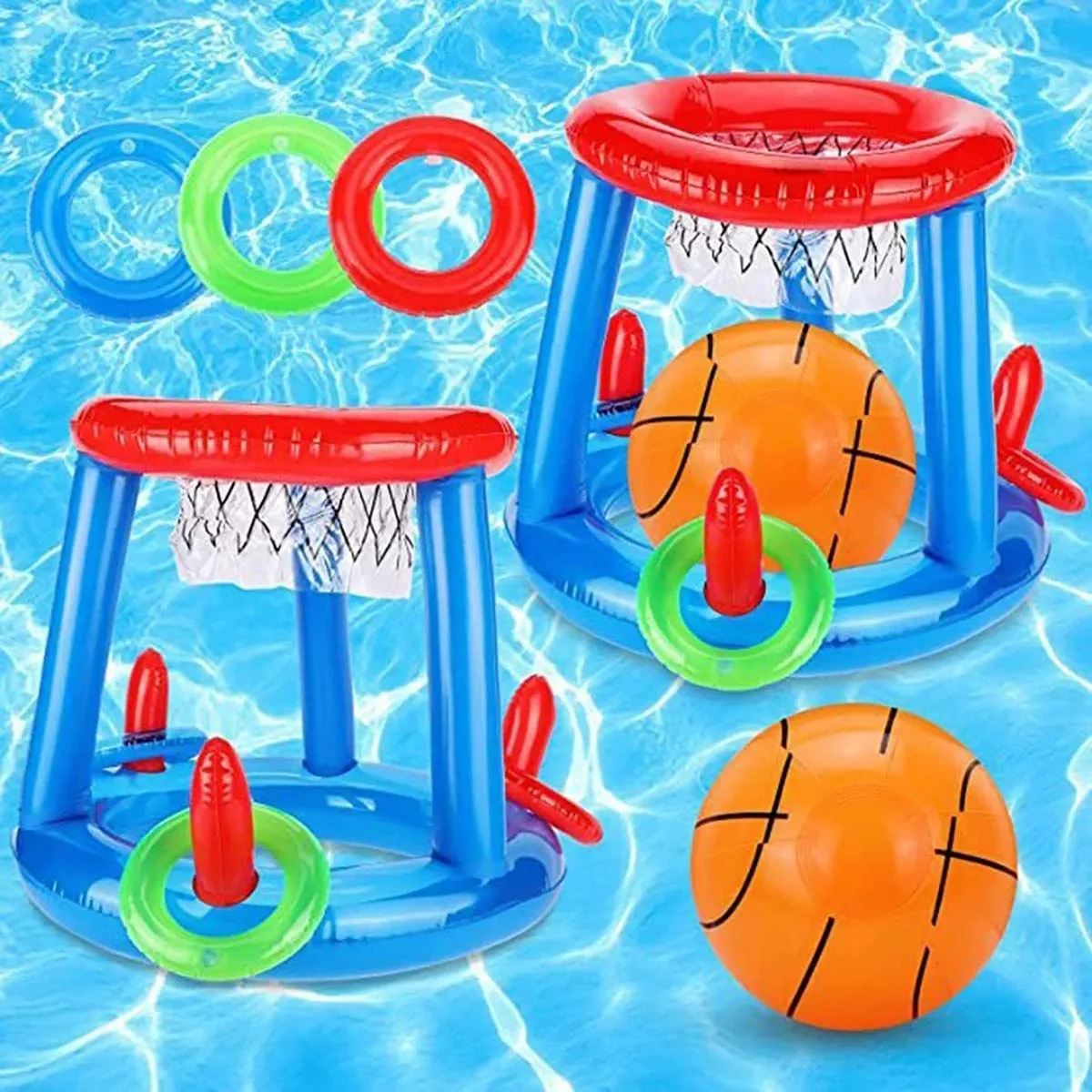 Inflatable Ring Toss Game – Floating Basketball Hoop Interactive Water Sport Toy for Pool Parties, Beach Fun, and Party Favors Beach games & Inflatables Beach Toys and Leisure Accessories