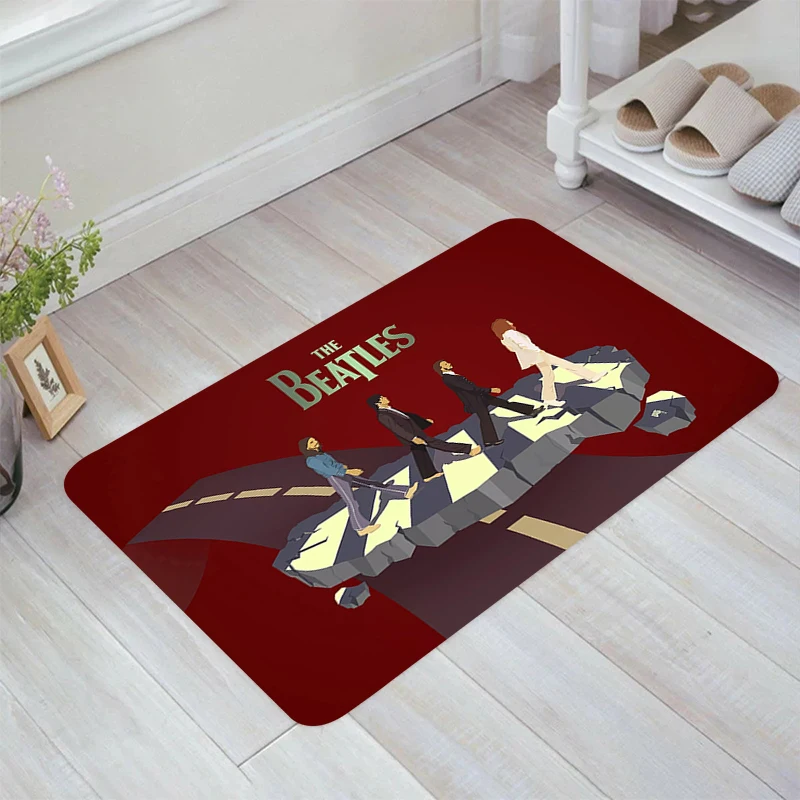 

The B-Beatles Rock Band Floor Mat Carpet Entrance of House Aesthetic Room Decoration Carpets Rugs Balcony Kitchen Rug Home Foot
