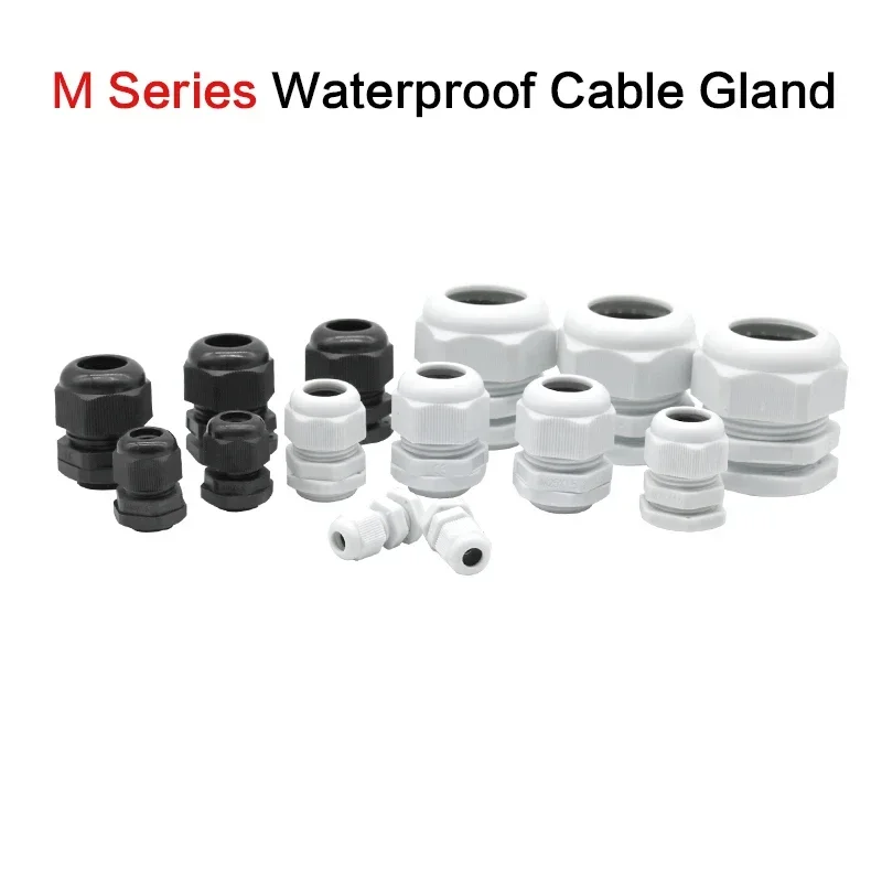 100pcs BLack Color Water-proof Nylon Plastic Cable Gland Connector 3-21mm Cable Wire M12x1.5 M16/18/20/25/32/36/40x1.5 electrical connector cable gland