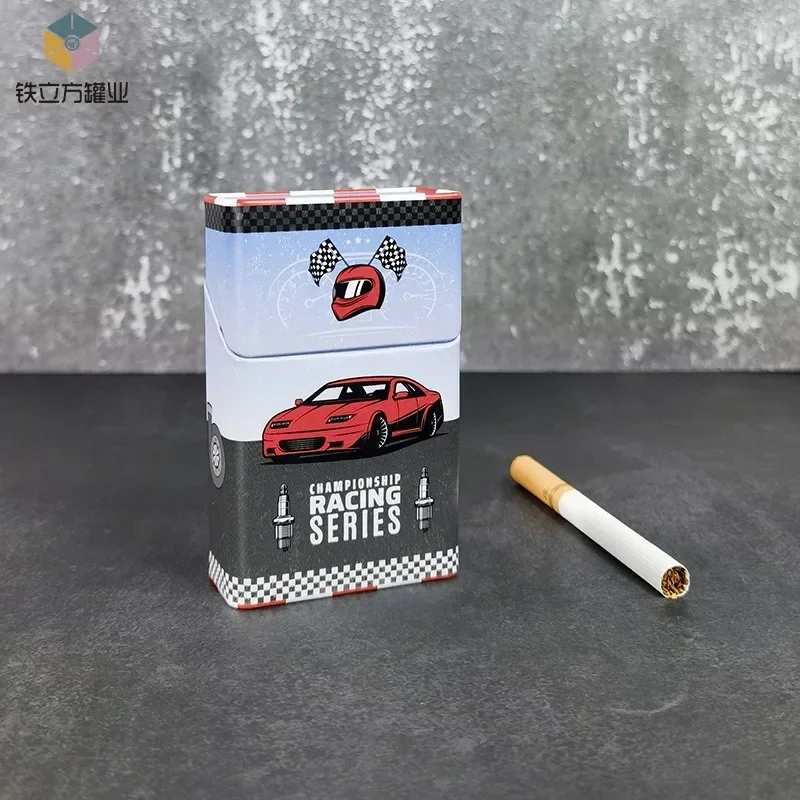 

1pc Square Iron Cigarette Case 20pcs Portable Flip Metal Cigarette Holder Smoke Accesoires
