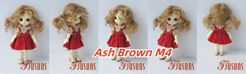 Fjusuns  JD816 Full Sizes  Soft Messy Baby Curly Twins Pony Mohair BJD Doll Wigs