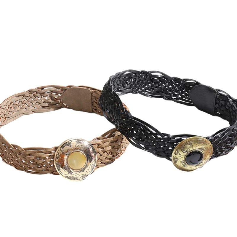 

Wear Resistant Adult Ethnic Belt with Carved Buckle Male Coat Jeans Waistband