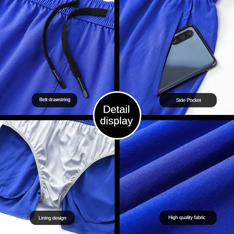 Men Sport Shorts Double Deck Running Shorts 2 in 1 Beach Jogging Training Short Pant Gym Wear Fitness Basketball Workout Clothes 3