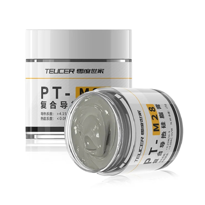 TEUCER PT-M28 써멀 그리스 복합체, 열전도성 실리콘 그리스, 석고 방열판 복합체, CPU 컴퓨터용, 25g