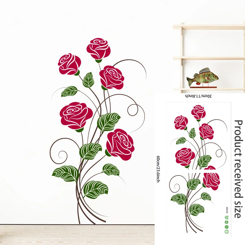 Home Wall Decor Sticker Living Room Black Flower  Refrigerator Flower Wall  Sticker - Wall Stickers - Aliexpress