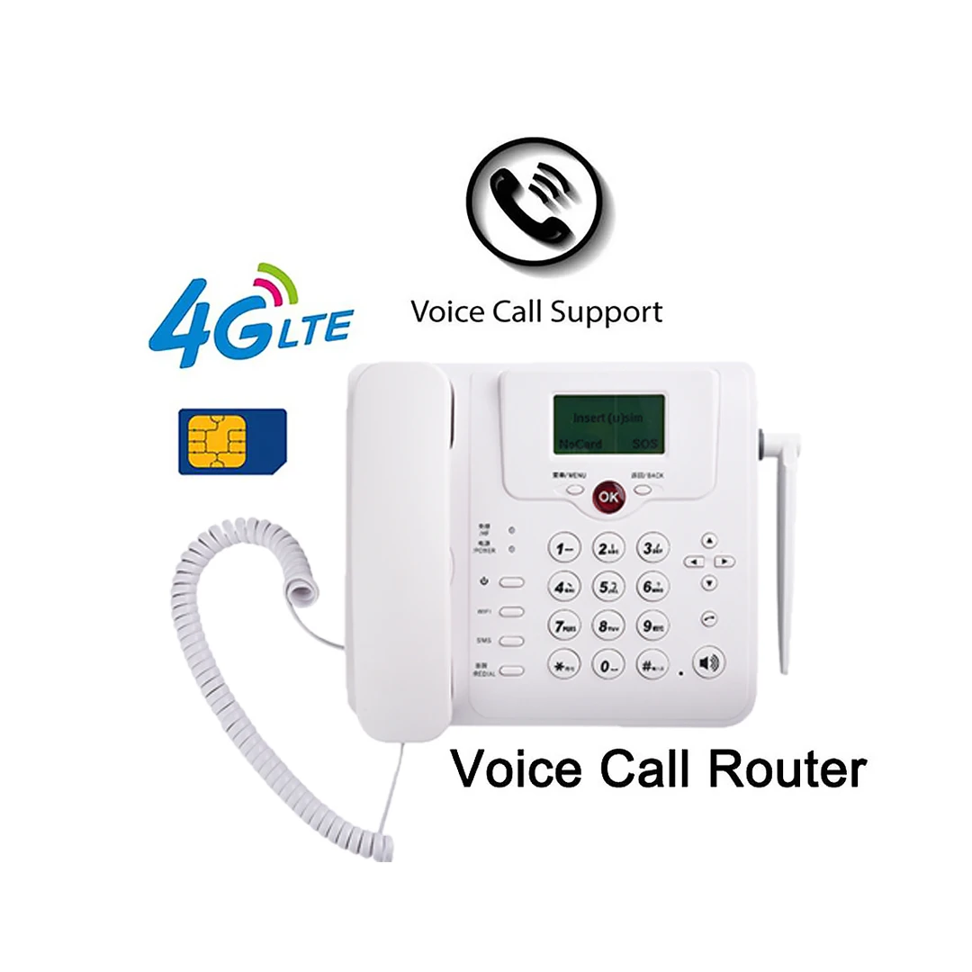 Volte Wifi Router Wireless Fixo Voz Chamada Router Hotspot Banda Larga Telefone Fixo Telefone Desktop sem Fio com Slot Sim 4g