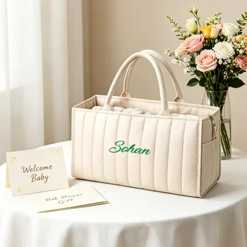 Borsa Porta Pannolini Personalizzata con Nome, Organizer per Pannolini con Ricamo Personalizzato, Grande Capacità, Impermeabile, Regalo per Baby Shower
