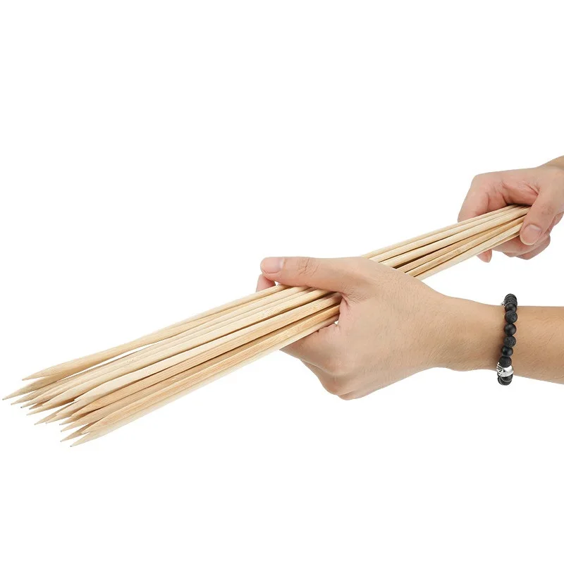 60cm x 6mm 50-100Pcs BBQ Bamboo Skewers Super Long Tornado Potato Wood Skewer Wooden Spiral BBQ Needle Bar Restaurant Supply