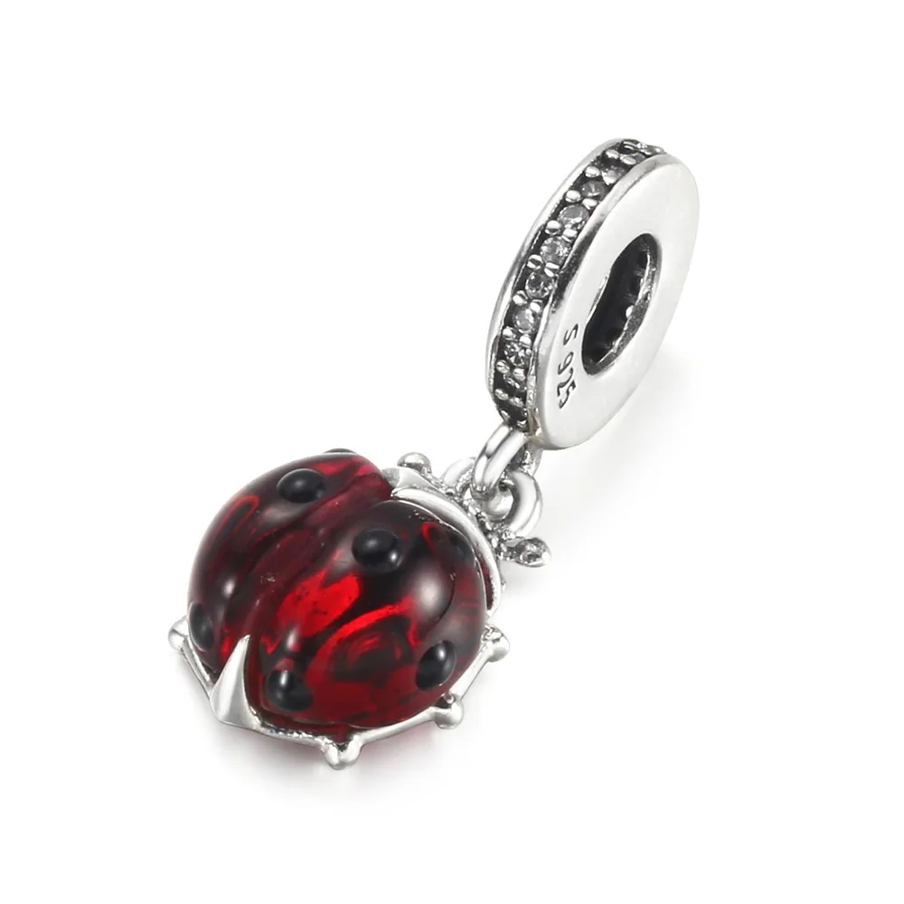 

Authentic 925 Sterling Silver Bead Red Ladybird Dangle Charm Fit Pandora Women Bracelet Bangle Gift DIY Jewelry