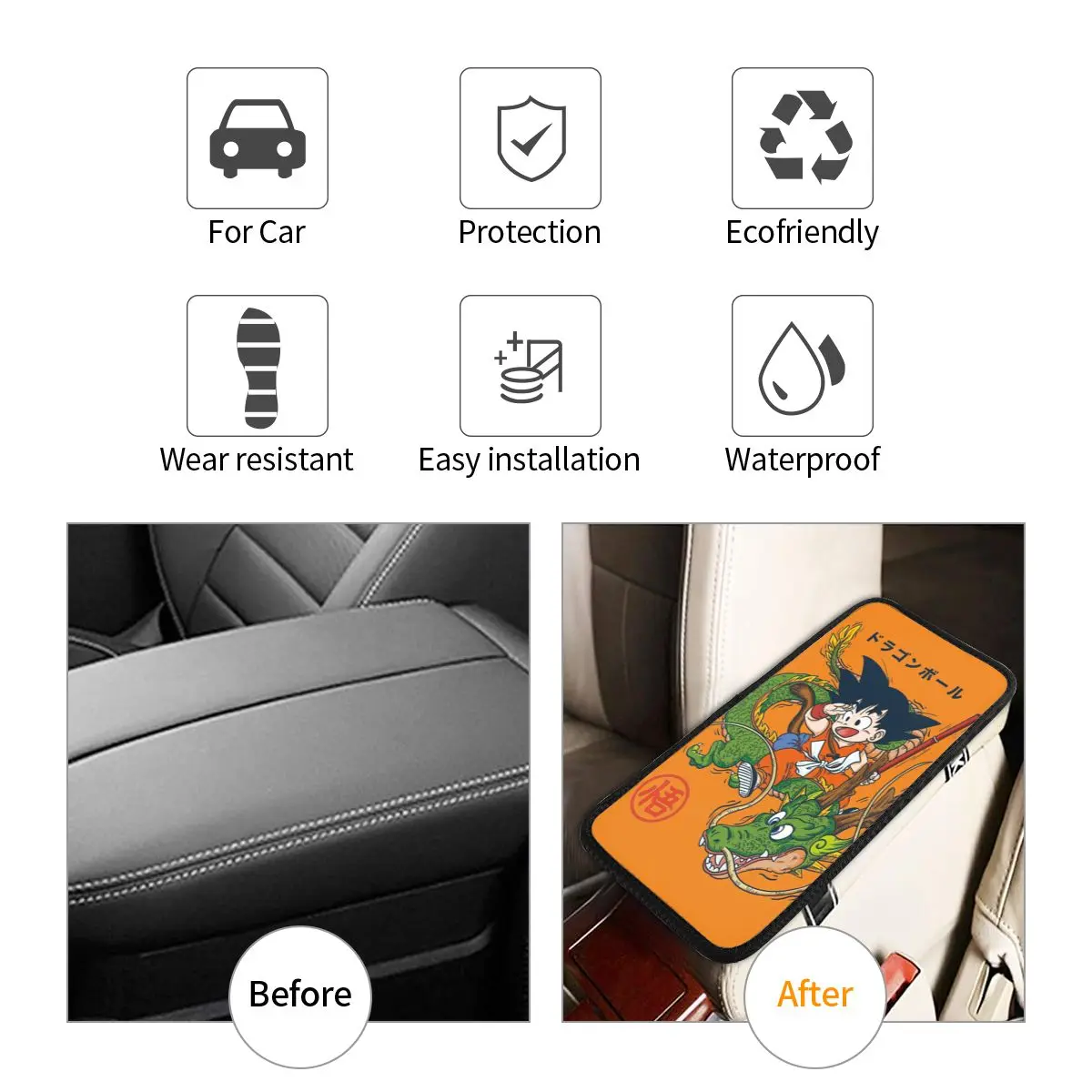 Biyejit Chinese Dragon Armrest Cushion – Universal Neoprene Console Cover Pad For Cars, SUVs, Trucks