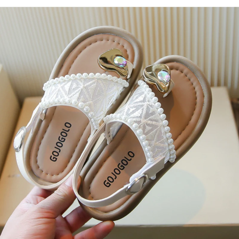 Girls Pearl Slippers Anti Slip Beach Sandals
