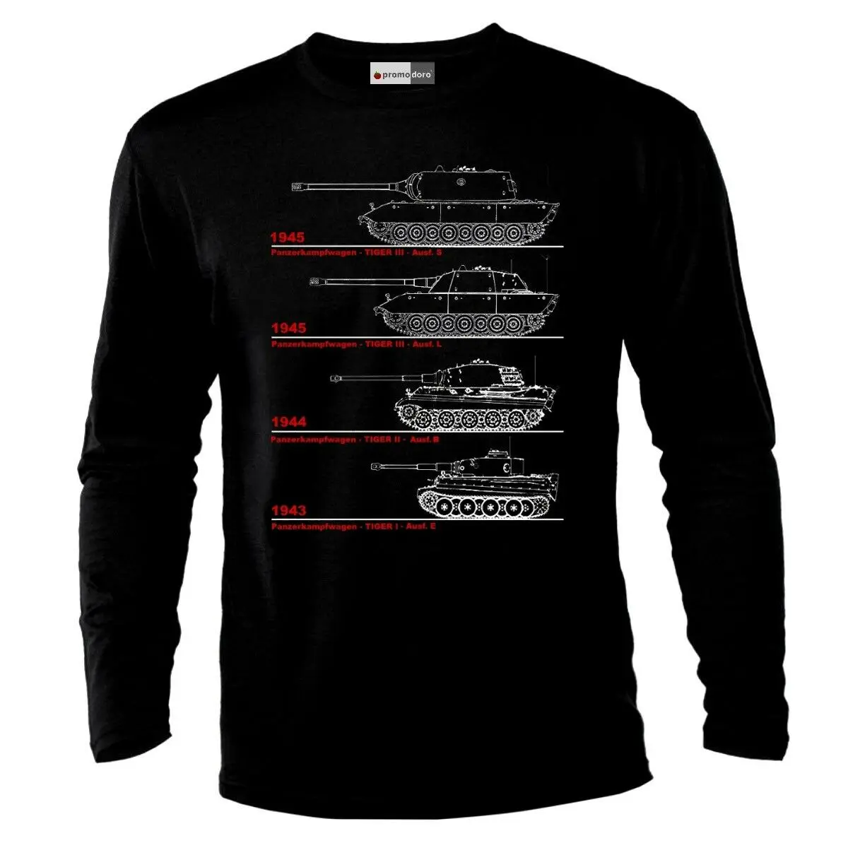 Tiger Tank Blueprint German Army Panzer Ww2 Wehrmacht Maglietta Da Uomo A Maniche Lunghe Maglietta Casual A Maniche Lunghe