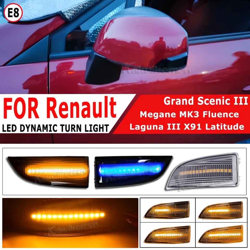 Indicatore di direzione per Renault Megane MK3 Laguna III X91 Scenic Fluence Latude Safrane Indicatore specchietto retrovisore dinamico  34