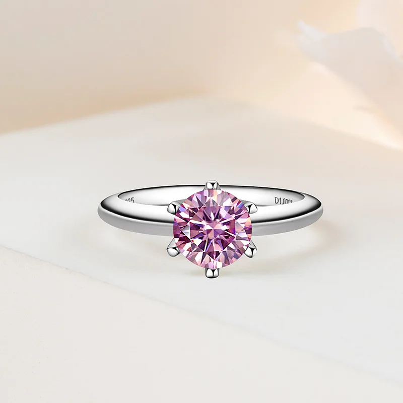 Tancise Solid Sterling Silver ring with 1 carat 6.5mm Real Moissanite for Women Wedding Engagement Fine Jewelry Gifts_voghion.com