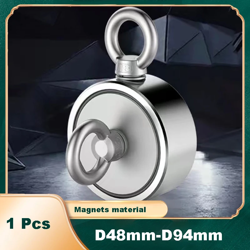 Double Sided Salvage River Fishing Magnets Powerful Neodymium Magnet Ring Hook Double Ring Fishing Search Magnet Pulling Hooks